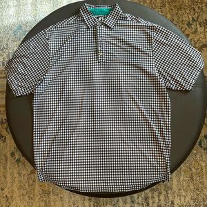 FootJoy FJ Men’s Short Sleeve Blue and White Plaid Polo Golf Shirt Size Large